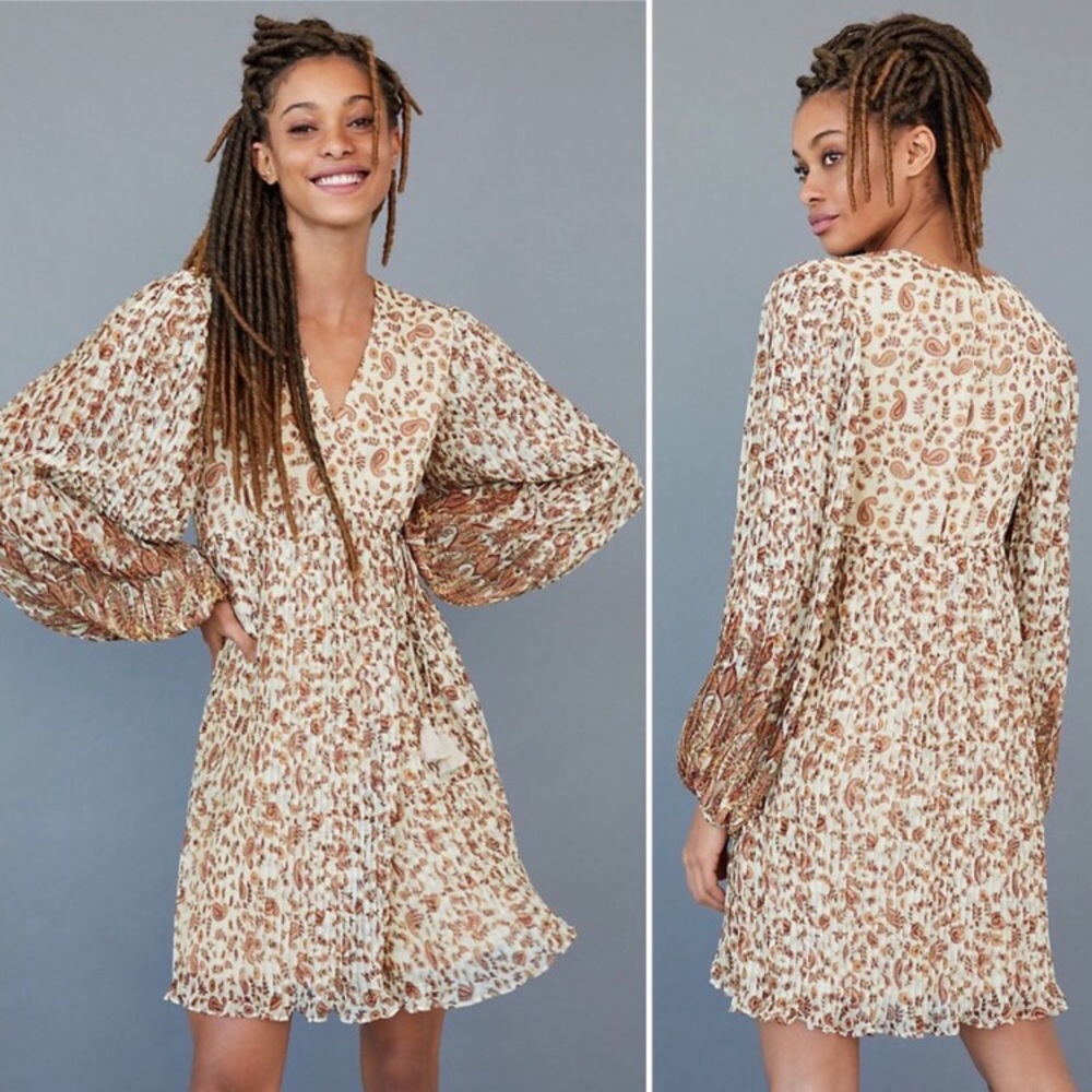 NWT ANTHROPOLOGIE SHYLA PLEATED MINI WRAP DRESS - Picture 9 of 13